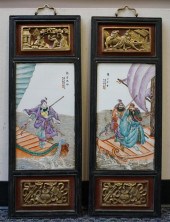 PAIR CHINESE CARVED WOOD PANEL
