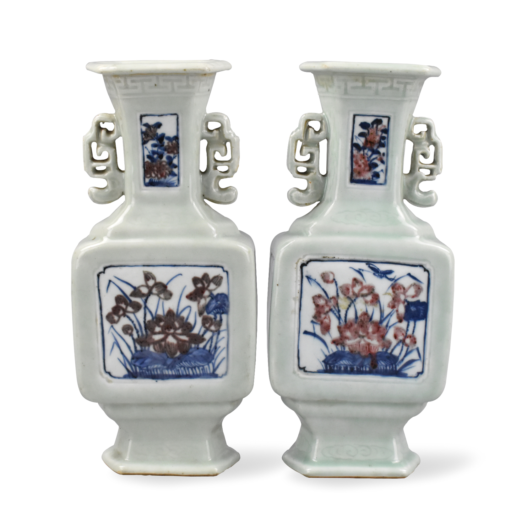 PAIR CHINESE CELADON BLUE& COPPER