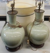 PAIR CHINESE CELADON CRACKLE G