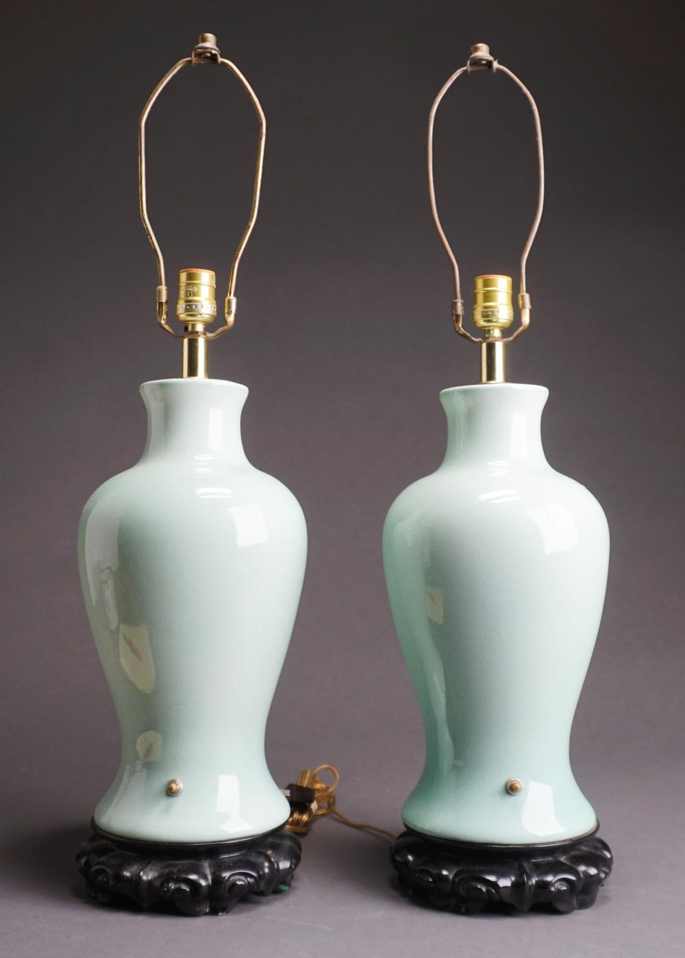 PAIR CHINESE CELADON CRACKLEWARE