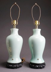 PAIR CHINESE CELADON CRACKLEWA