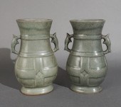PAIR CHINESE CELADON GLAZE CRA