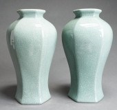 PAIR CHINESE CELADON GLAZE CRA