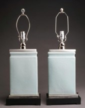 PAIR CHINESE CELADON GLAZE LAM
