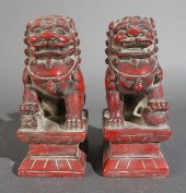 PAIR CHINESE CINNABAR LACQUER