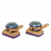 PAIR CHINESE CLOISONNE BIXI DR
