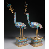 PAIR CHINESE CLOISONNE CRANE P