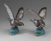 Pair Chinese cloisonné eagles: