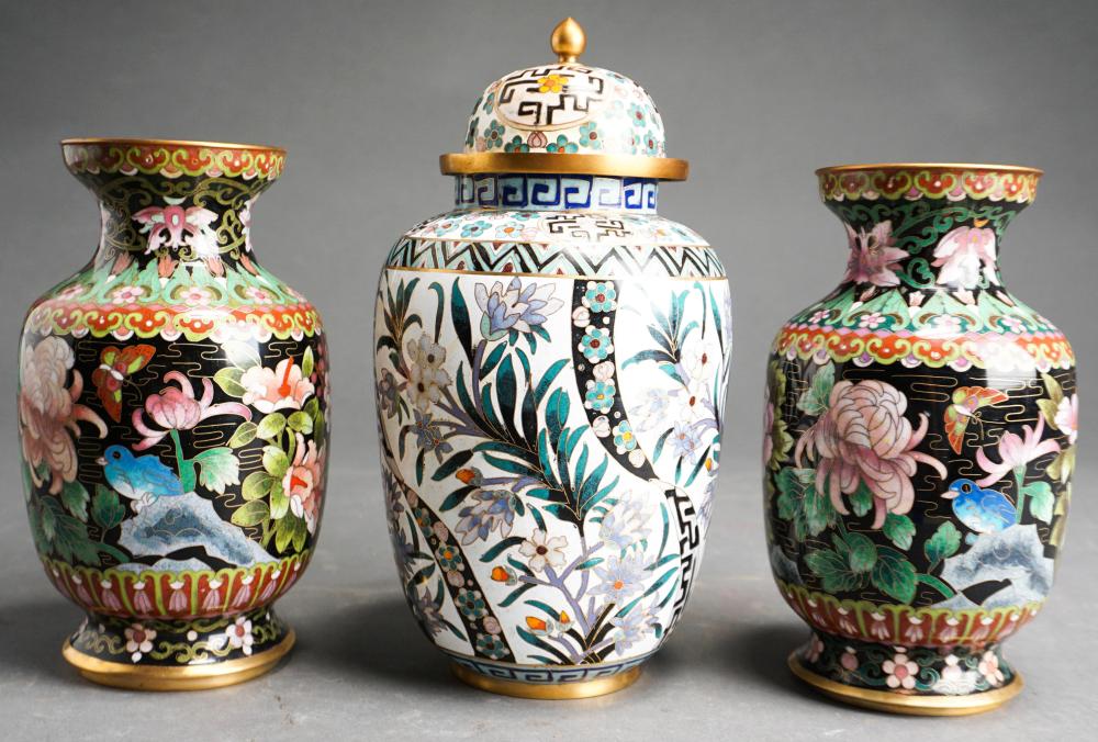 PAIR CHINESE CLOISONNE ENAMEL VASES