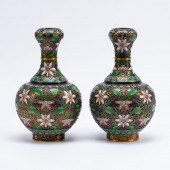 PAIR, CHINESE CLOISONNE LOTUS