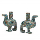 PAIR, CHINESE CLOISONNE PHOENI