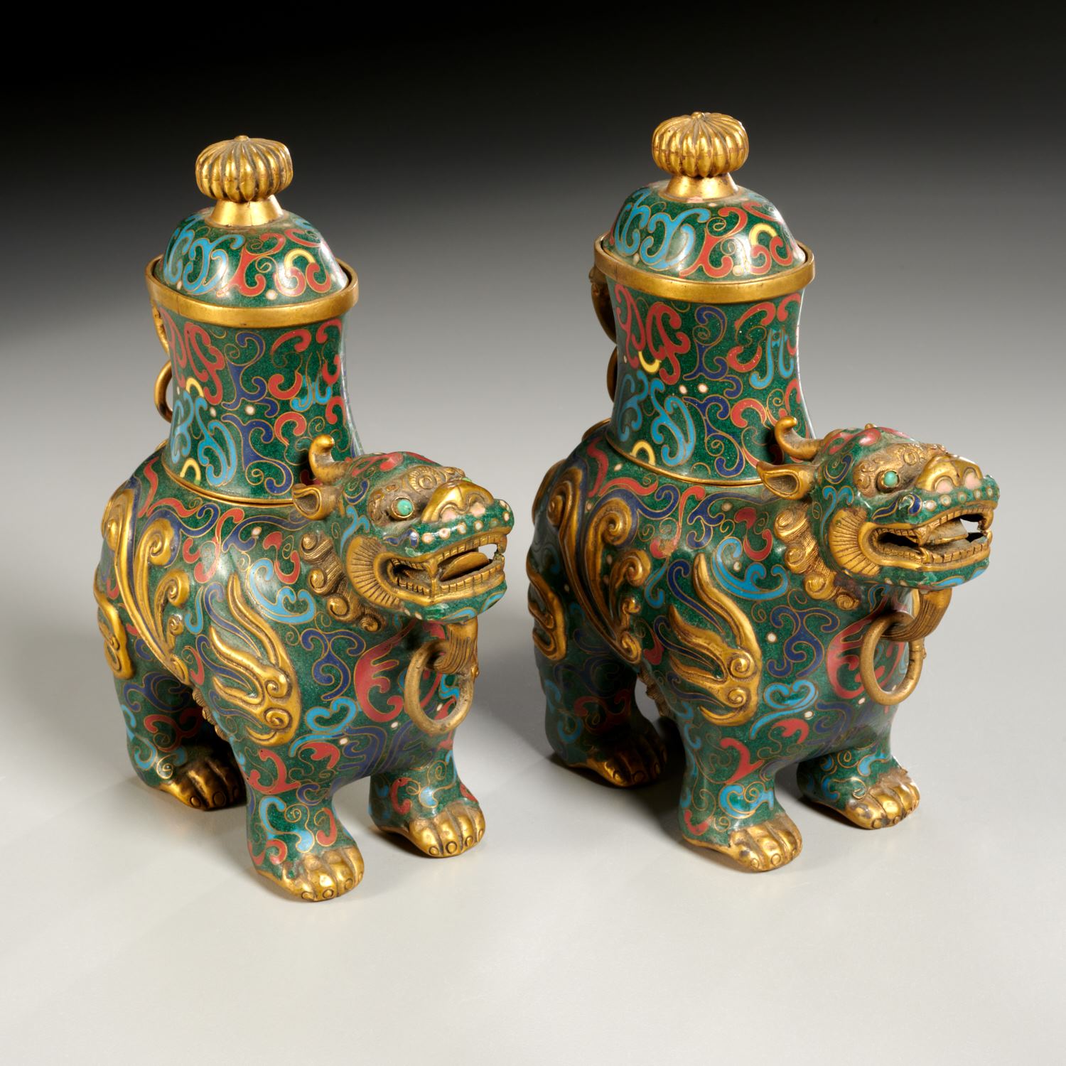 PAIR CHINESE CLOISSONNE QILIN
