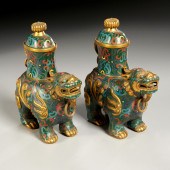 PAIR CHINESE CLOISSONNE QILIN