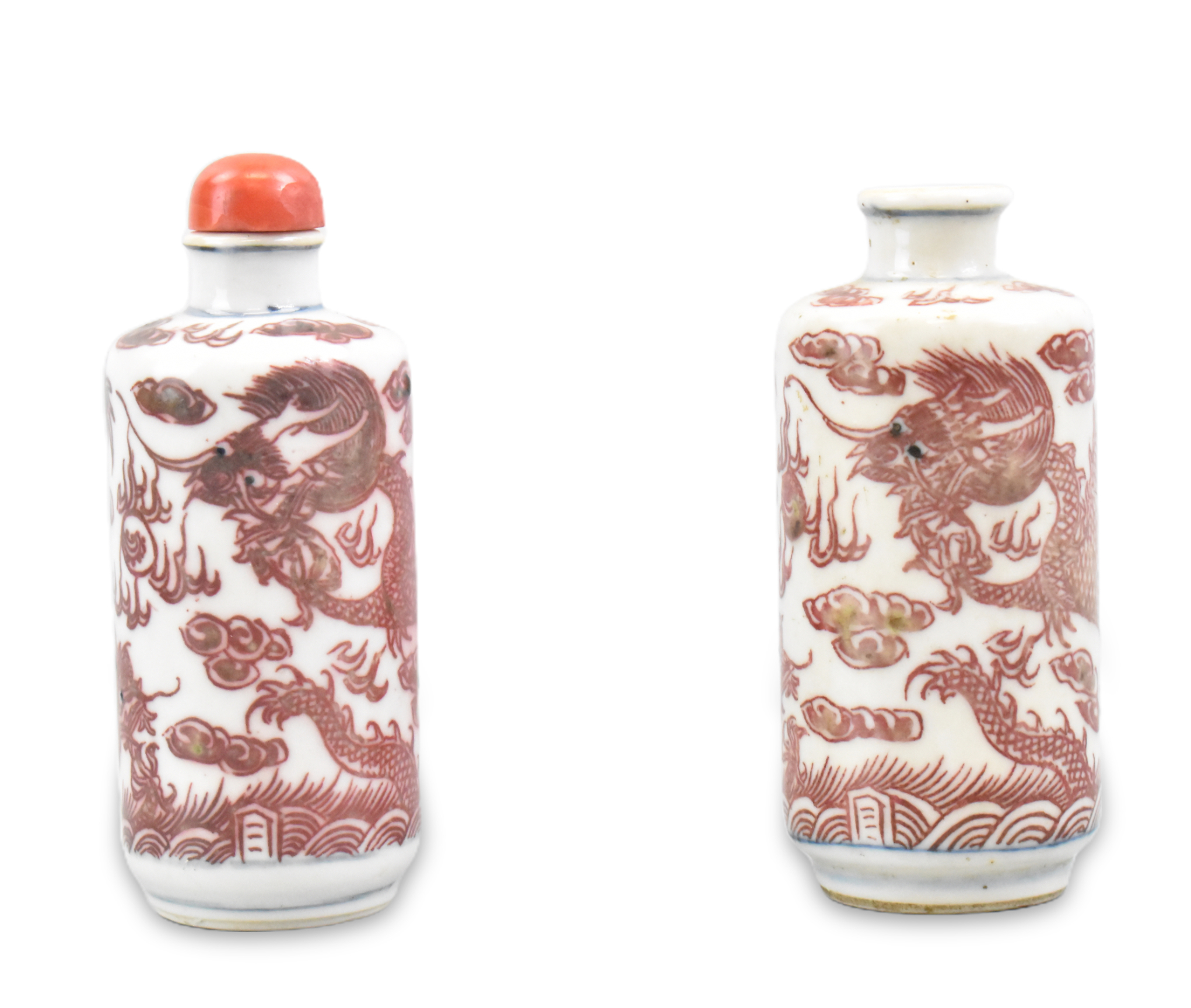 PAIR CHINESE COPPER RED DRAGON