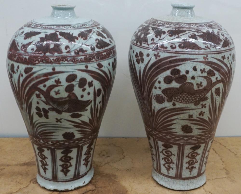 PAIR CHINESE CRACKLEWARE GLAZE