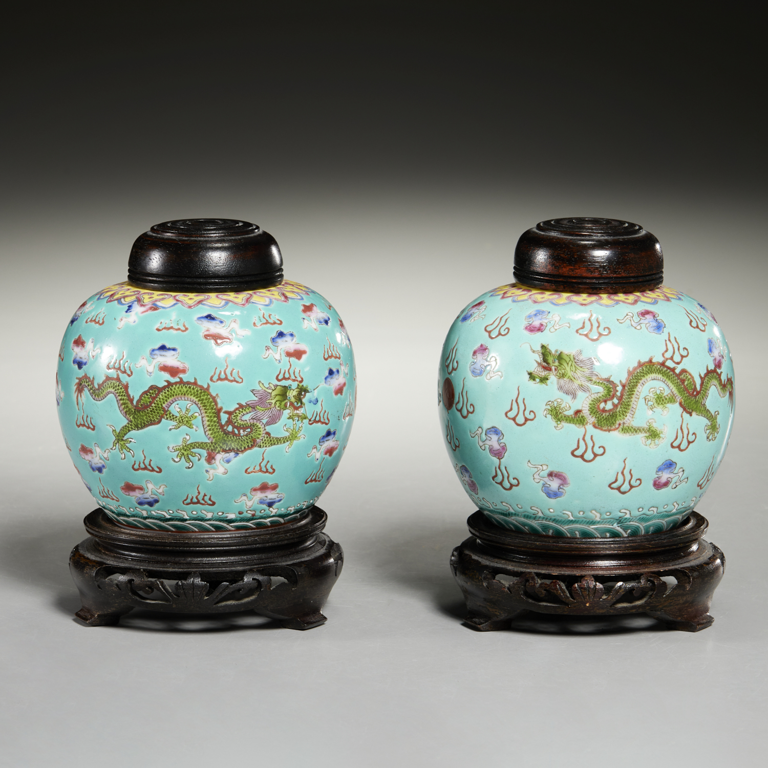 PAIR CHINESE DAYAZHAI TURQUOISE
