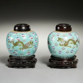 PAIR CHINESE DAYAZHAI TURQUOIS