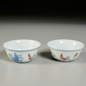 PAIR CHINESE DOUCAI "CHICKEN C
