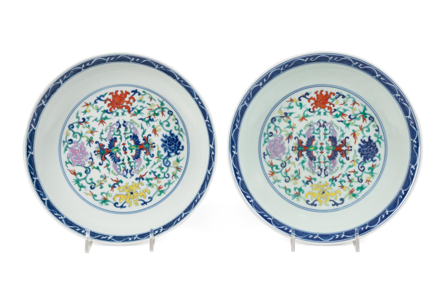 PAIR CHINESE DUCAI PHOENIX LOW