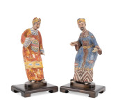 PAIR, CHINESE EARTHENWARE FIGU