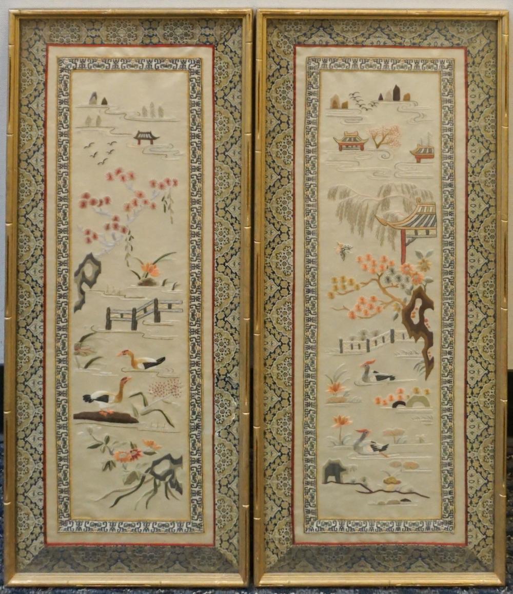 PAIR CHINESE EMBROIDERED SILK