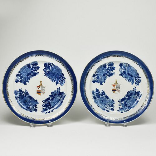 PAIR CHINESE EXPORT BLUE FITZHUGH