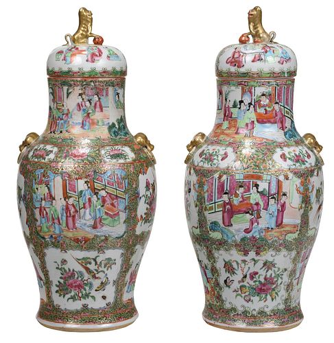 PAIR CHINESE EXPORT ROSE