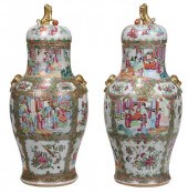 PAIR CHINESE EXPORT ROSE MEDAL