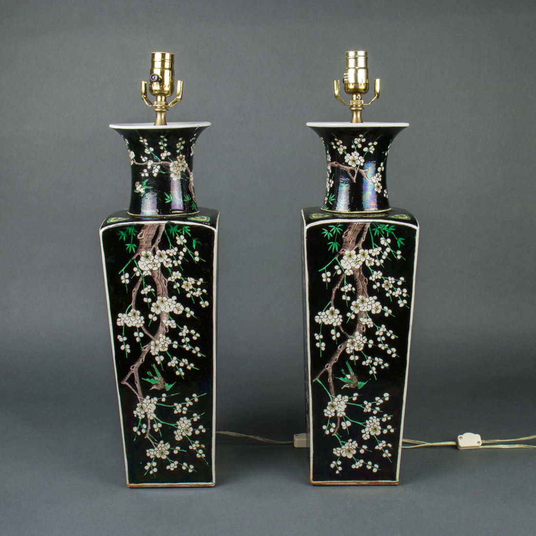 PAIR CHINESE FAMILLE NOIR SQUARE