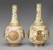 Pair Chinese famille rose bott