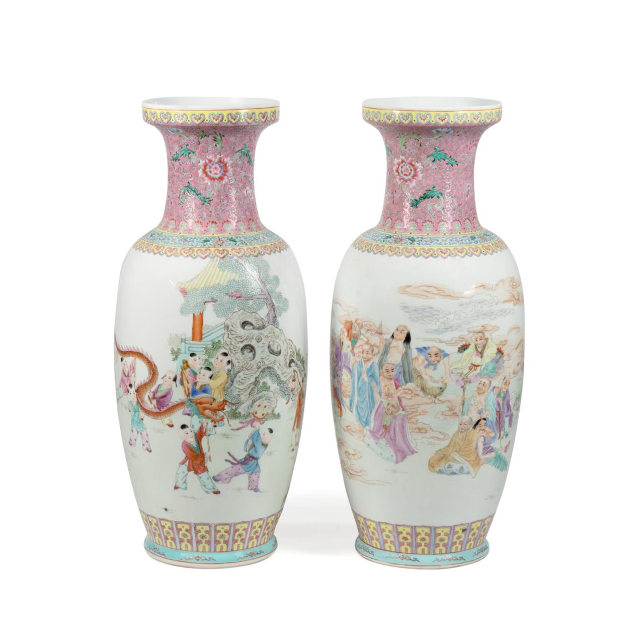 PAIR CHINESE FAMILLE ROSE FIGURAL
