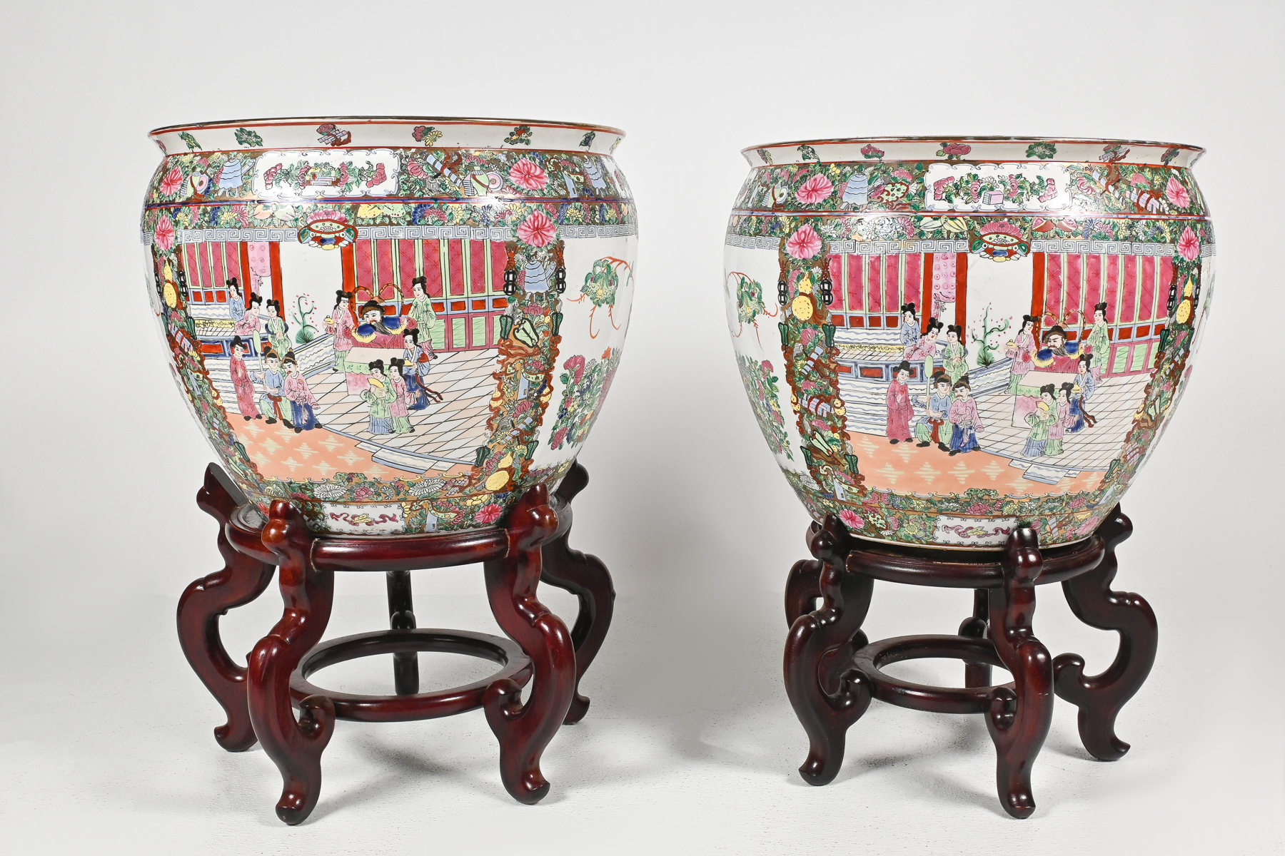 PAIR CHINESE FAMILLE ROSE FISHBOWLS