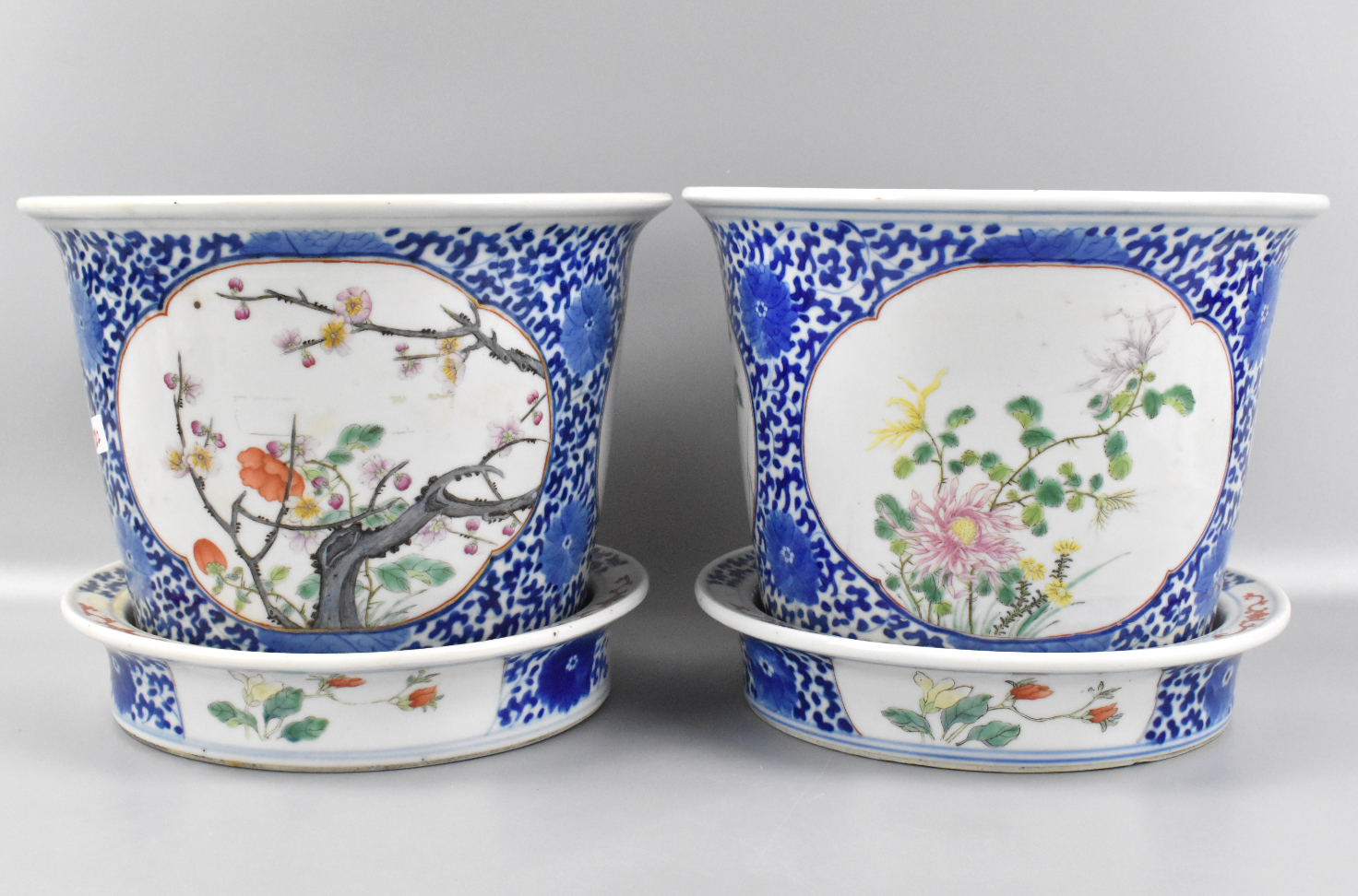 PAIR CHINESE FAMILLE ROSE PLANTER &