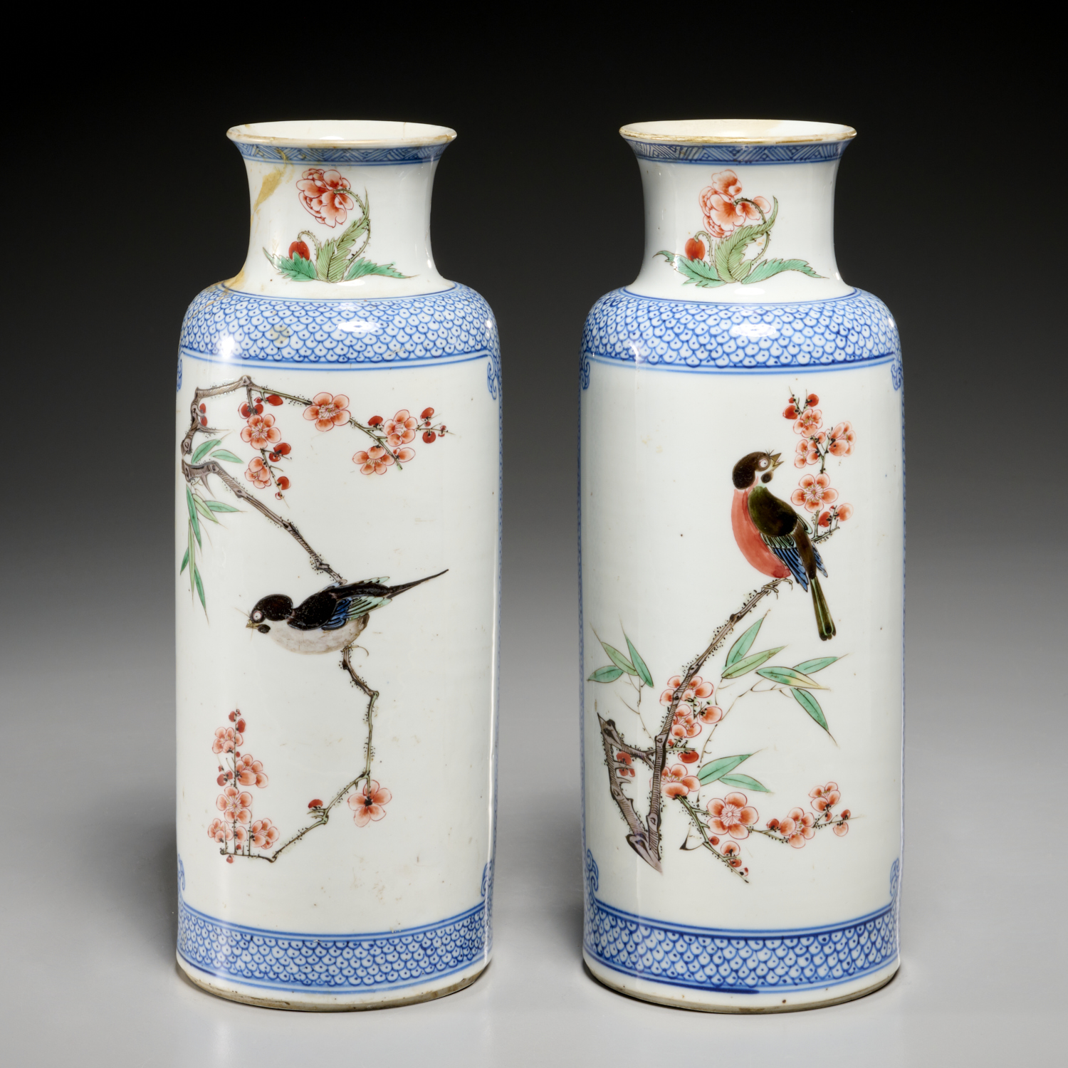 PAIR CHINESE FAMILLE ROSE VASES,