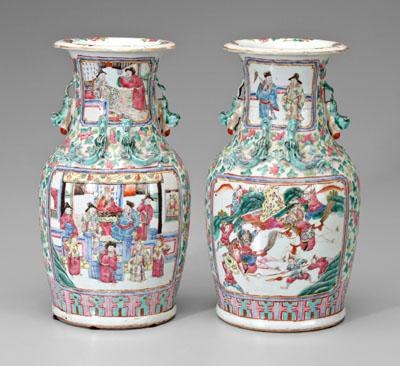 Pair Chinese famille rose vases: