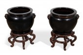 PAIR CHINESE FISHBOWLS ON STAN