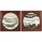 PAIR CHINESE FRAMED MARBLE DRE