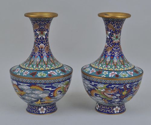 PAIR CHINESE GILDED CLOISONNE
