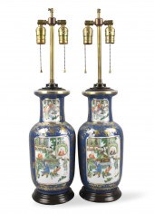 PAIR CHINESE GILT BLUE WUCAI V