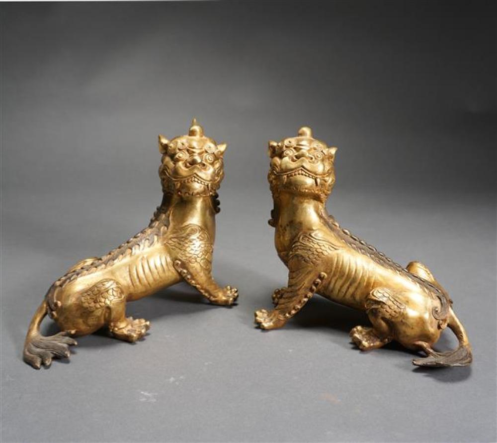 PAIR CHINESE GILT BRONZE