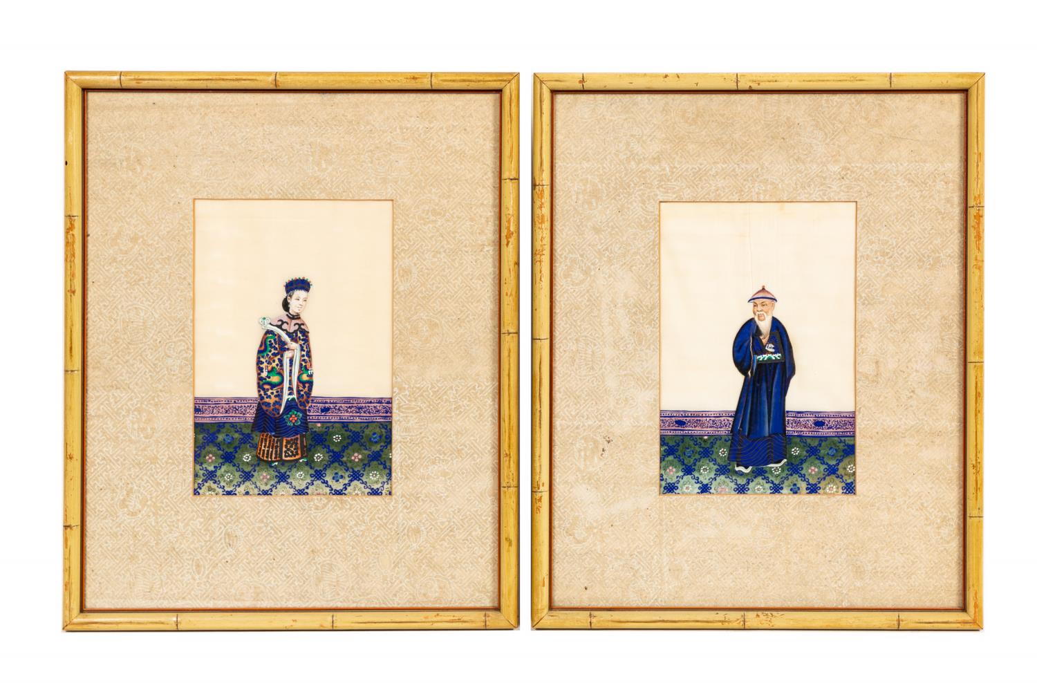 PAIR, CHINESE GOUACHE FIGURAL