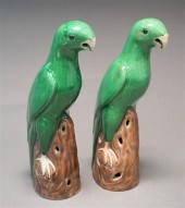 PAIR CHINESE GREEN AND BROWN G