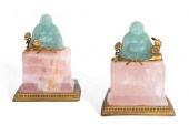 PAIR CHINESE HARDSTONE BUDDHA
