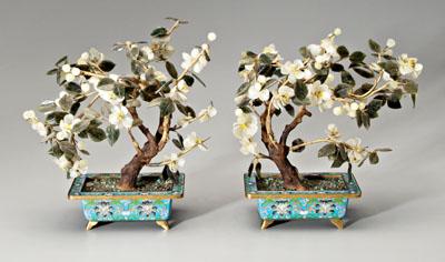 Pair Chinese hardstone trees: