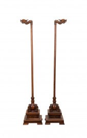 PAIR CHINESE HARDWOOD DRAGON L
