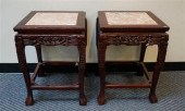 PAIR CHINESE HARDWOOD MARBLE I