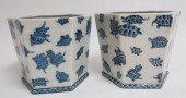 PAIR CHINESE HEXAGONAL JARDINI