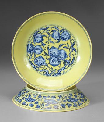 Pair Chinese Imperial bowls: yellow
