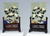 PAIR CHINESE JADE AND HARDSTON
