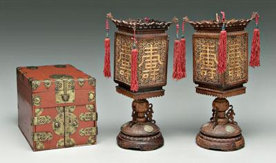Pair Chinese lanterns, red